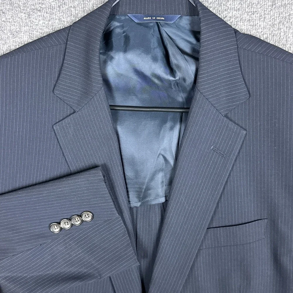 Brooks Brothers Blazer Mens 43R Navy Pinstripe Full Canvas Fitzgerald Brookscool
